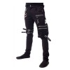 Men Gothic Slim Fit Pant Bondage Metallic Pant Buckle Zipper Black Chain Pant Black